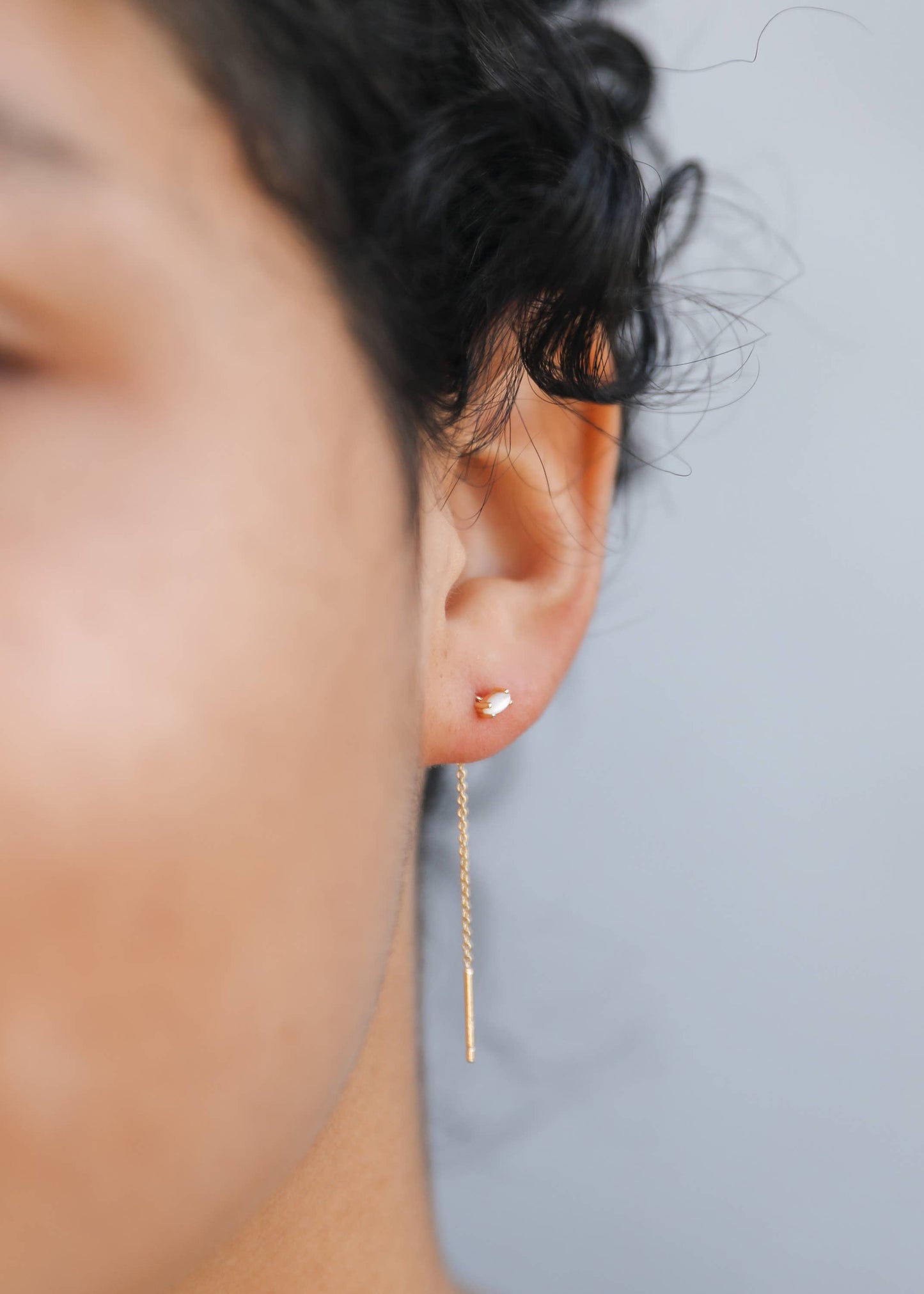 Studded Threader - Mother of Pearl - Earring