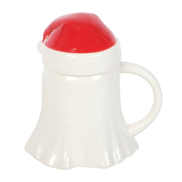 Christmas Ghost Shaped Mug with Santa Hat Lid