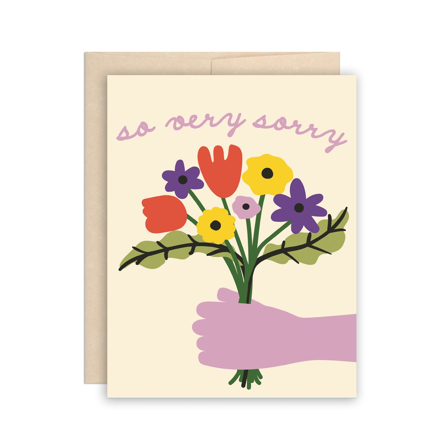 So Very Sorry, Hand Picked Flowers Sympathy Condolences Card