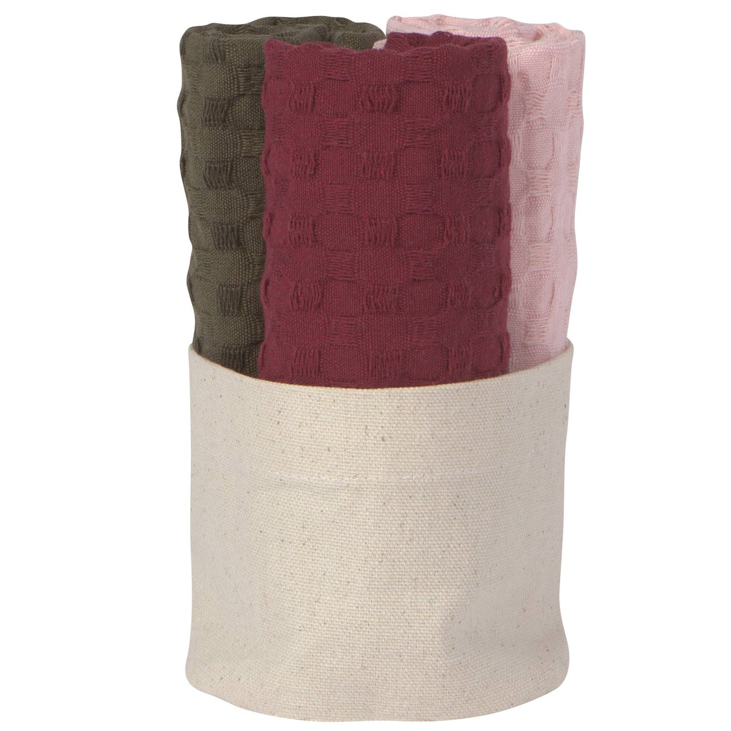 Recycled Cotton Dishcloths in Basket Blush Set of 3