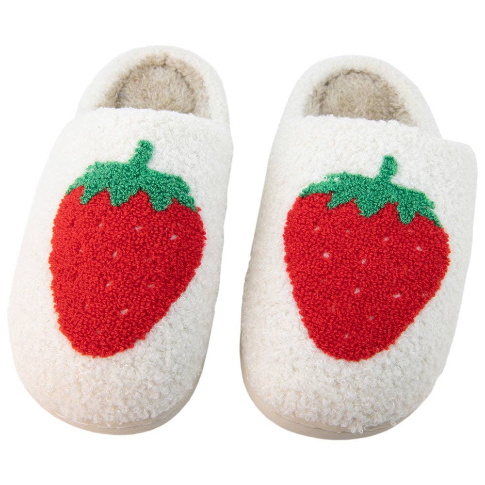 Large Strawberry Fuzzy Slippers