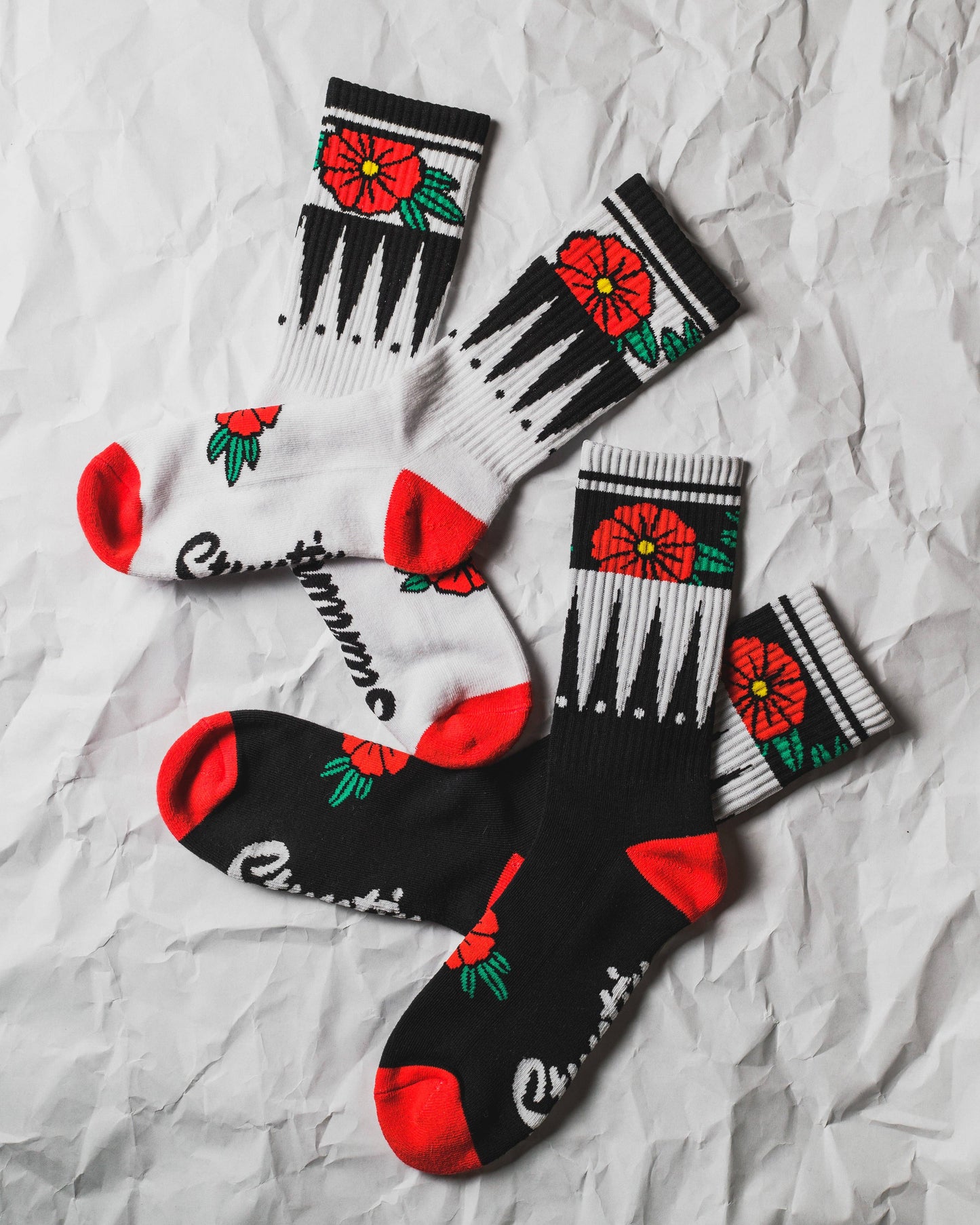 Geometric Flower White Socks