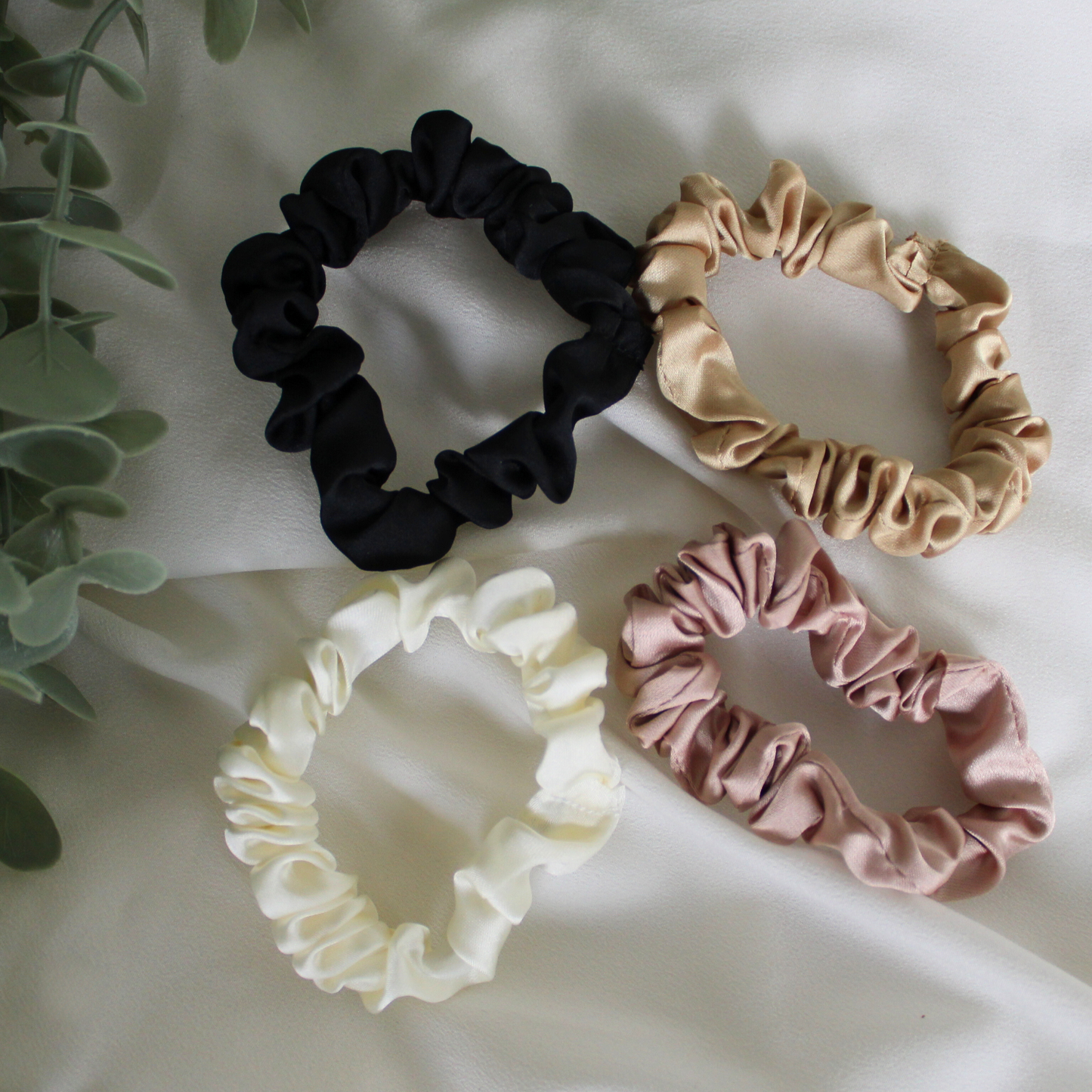 Mini Satin Sleep Scrunchies - 4 Pack