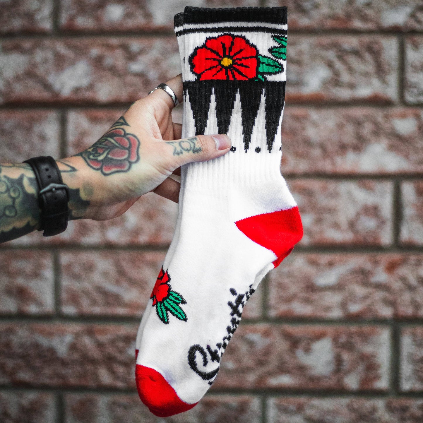 Geometric Flower White Socks