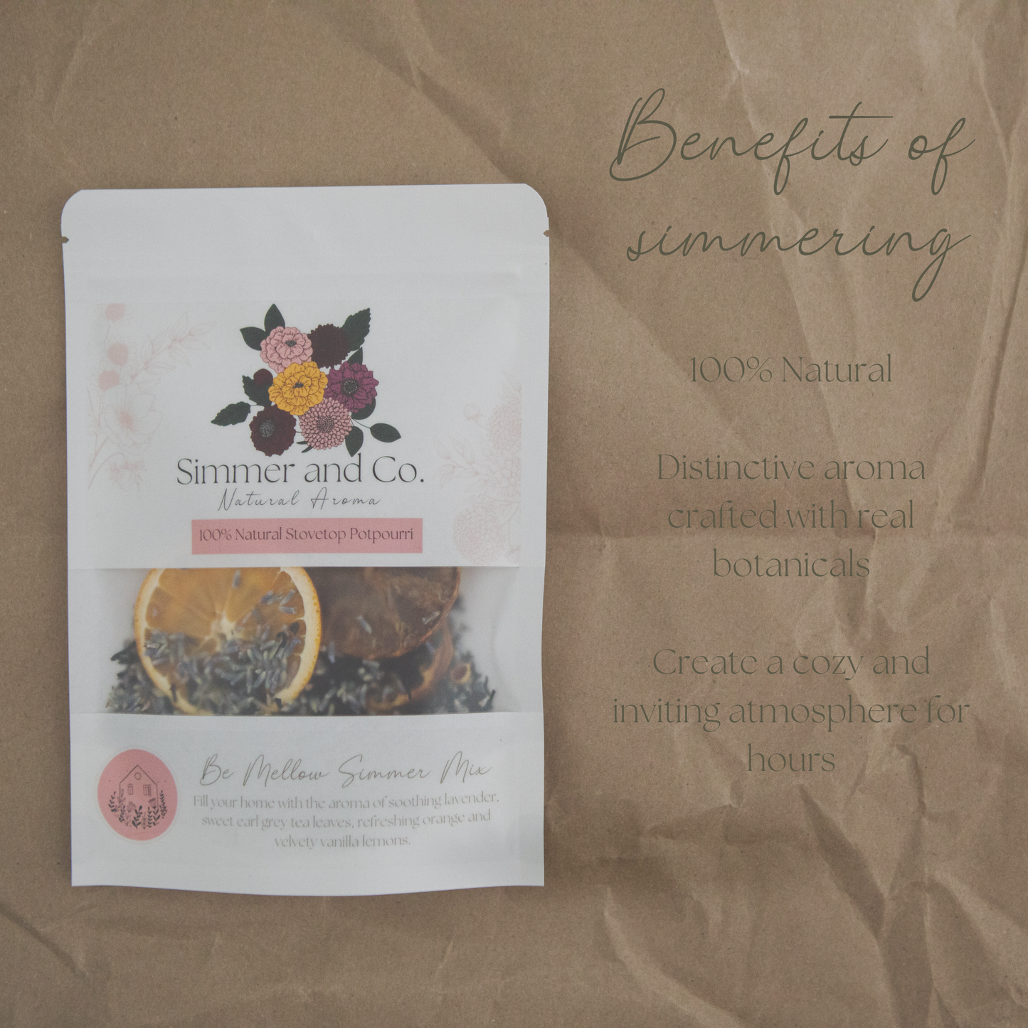 Be Mellow Simmer Pot Mix, Natural Lavender Citrus Aroma – Jar Edition
