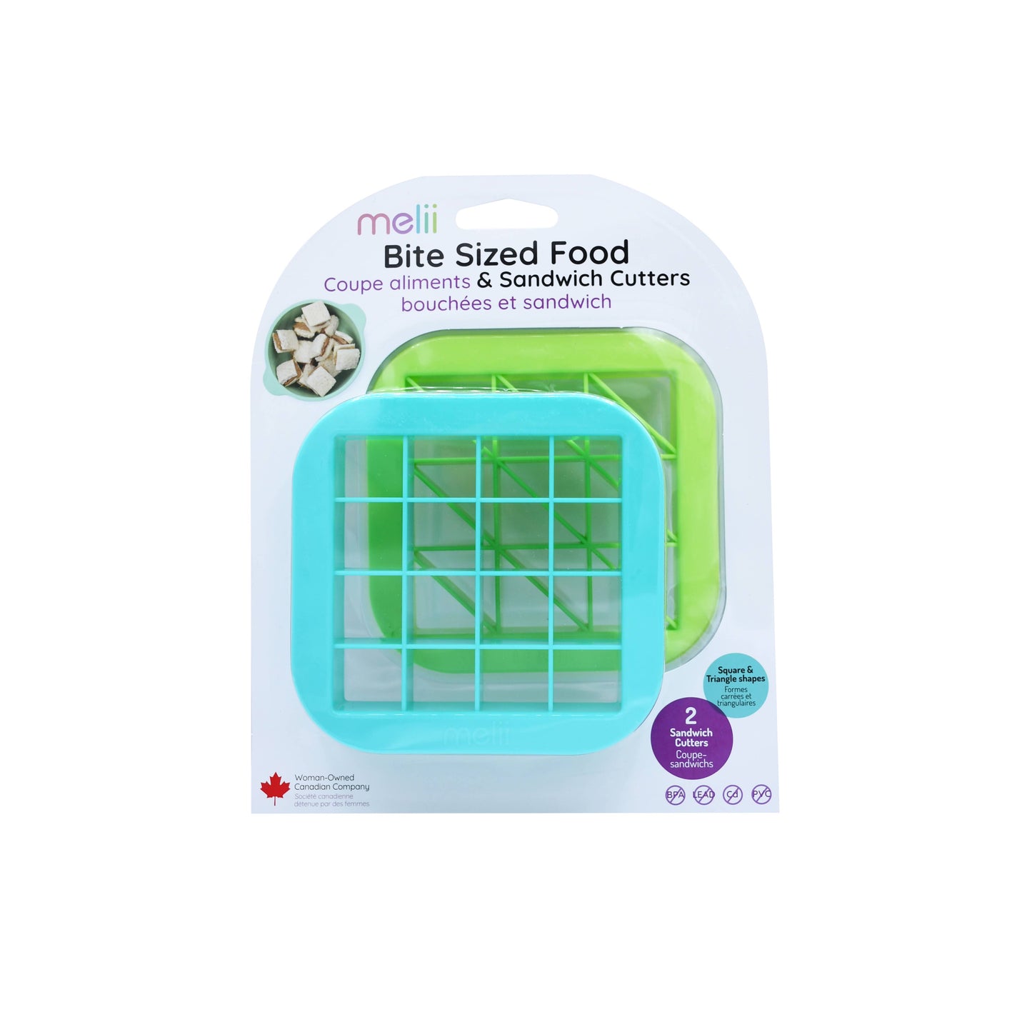 Bite Sized Food & Sandwich Cutter Two Pack-Square & Triangle