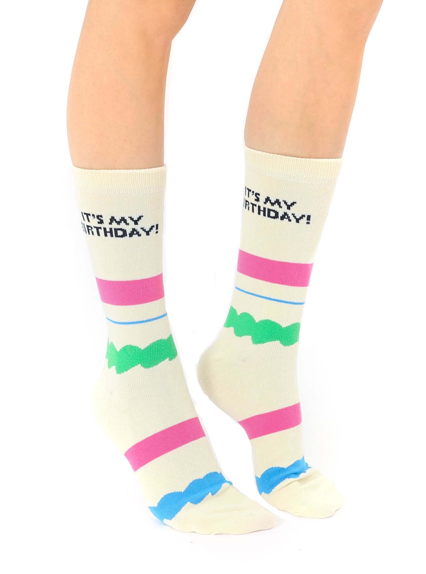 Crew Socks - Cake - "It's My Birthday" - Cream