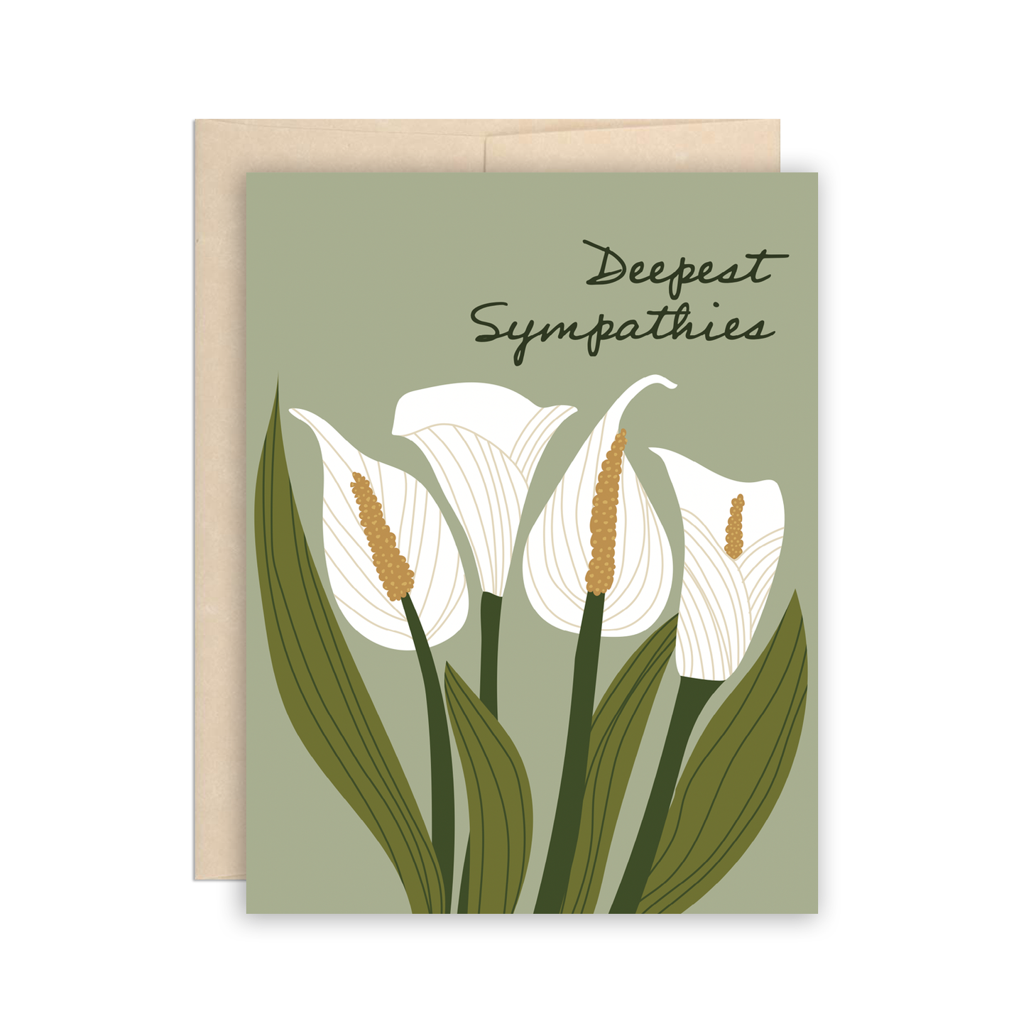 Calla Lillies Deepest Sympathies Condolence Greeting Card