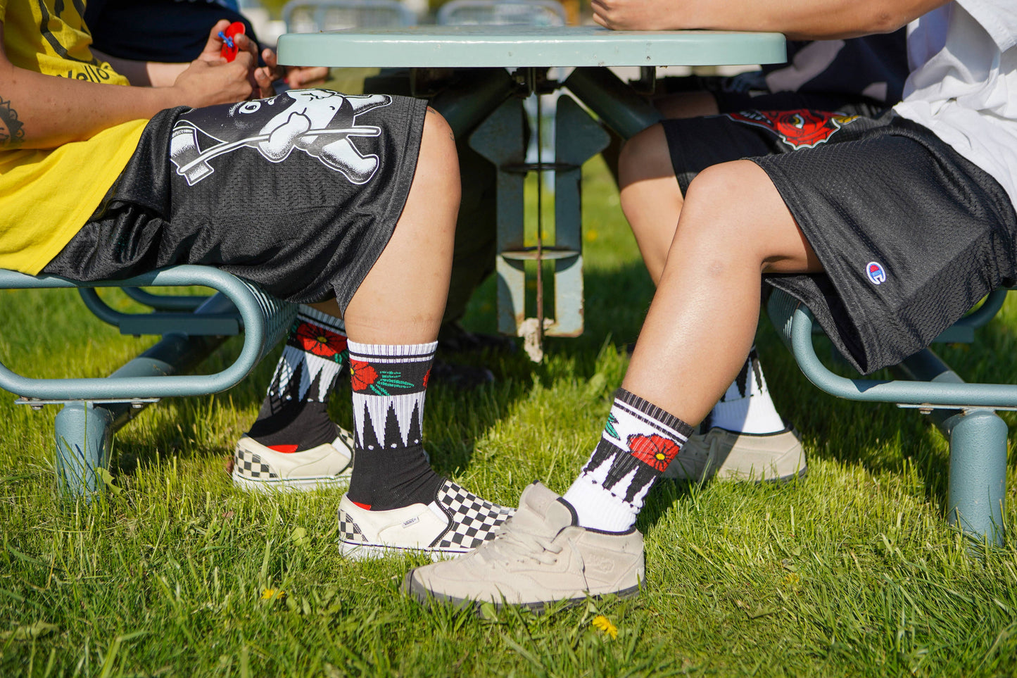 Geometric Flower White Socks