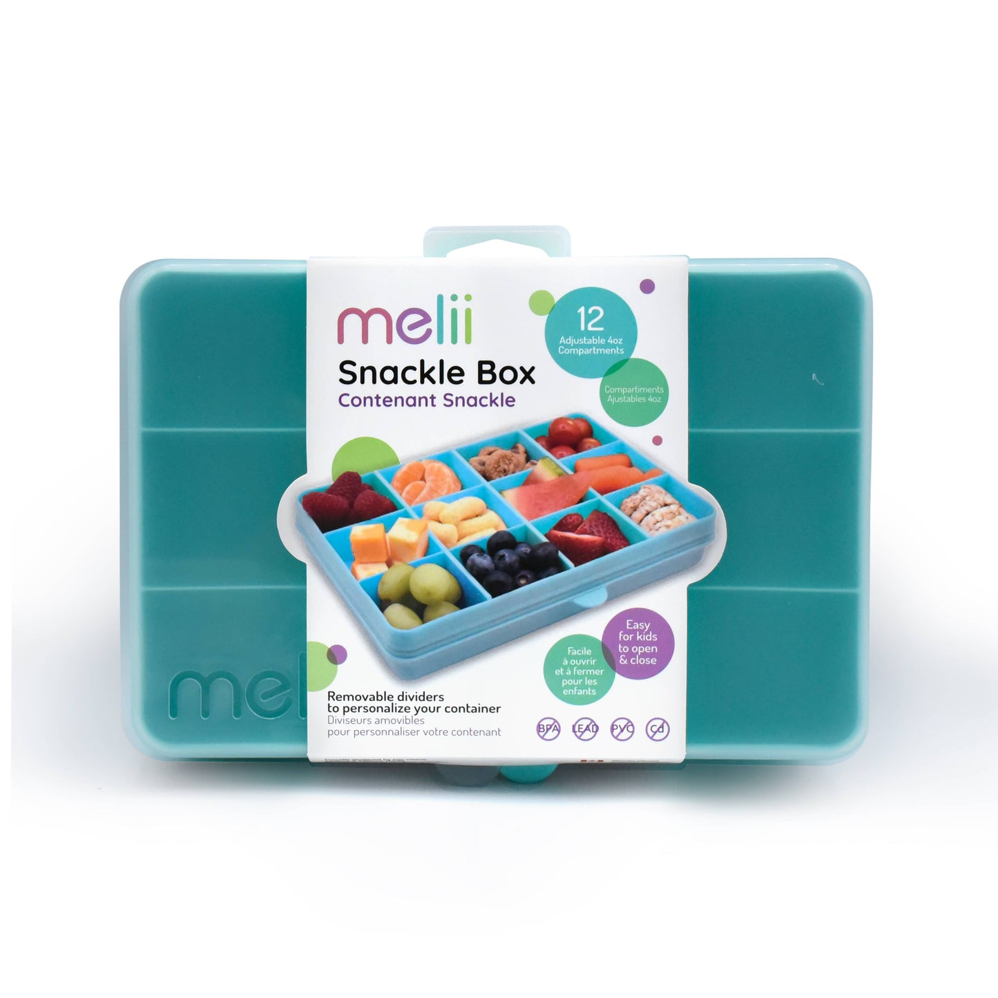 Snackle Box, Divided Snack Container with 12 Compartments