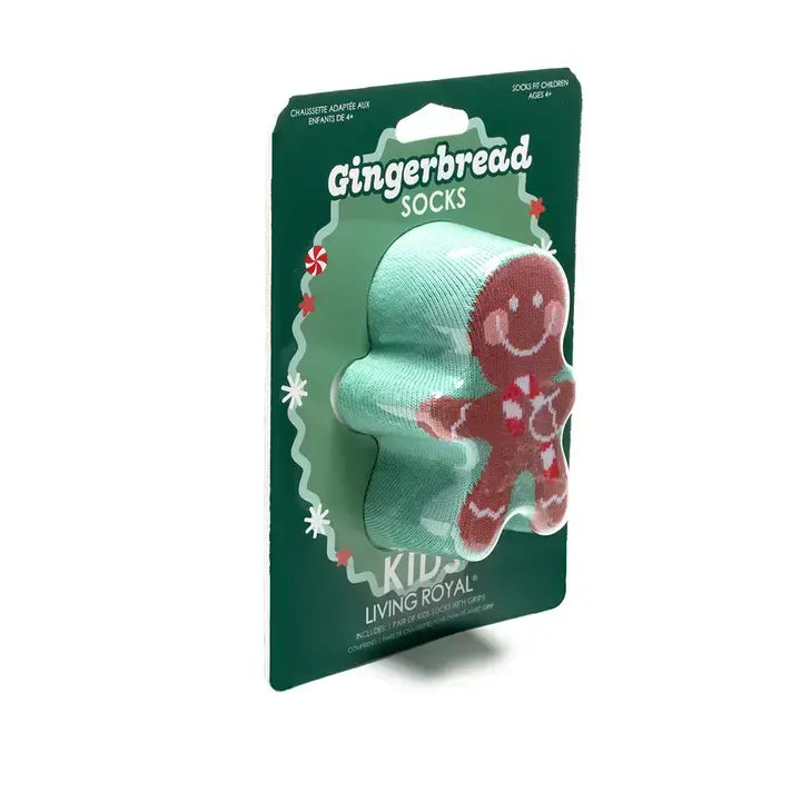 3D Packaged Crew Socks - Kids - Holiday - Gingerbread Man