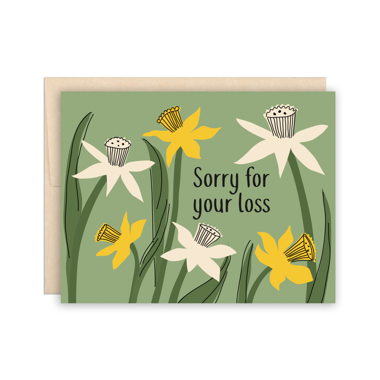 Sorry for your loss Sympathy Card, Floral Daffodil Card