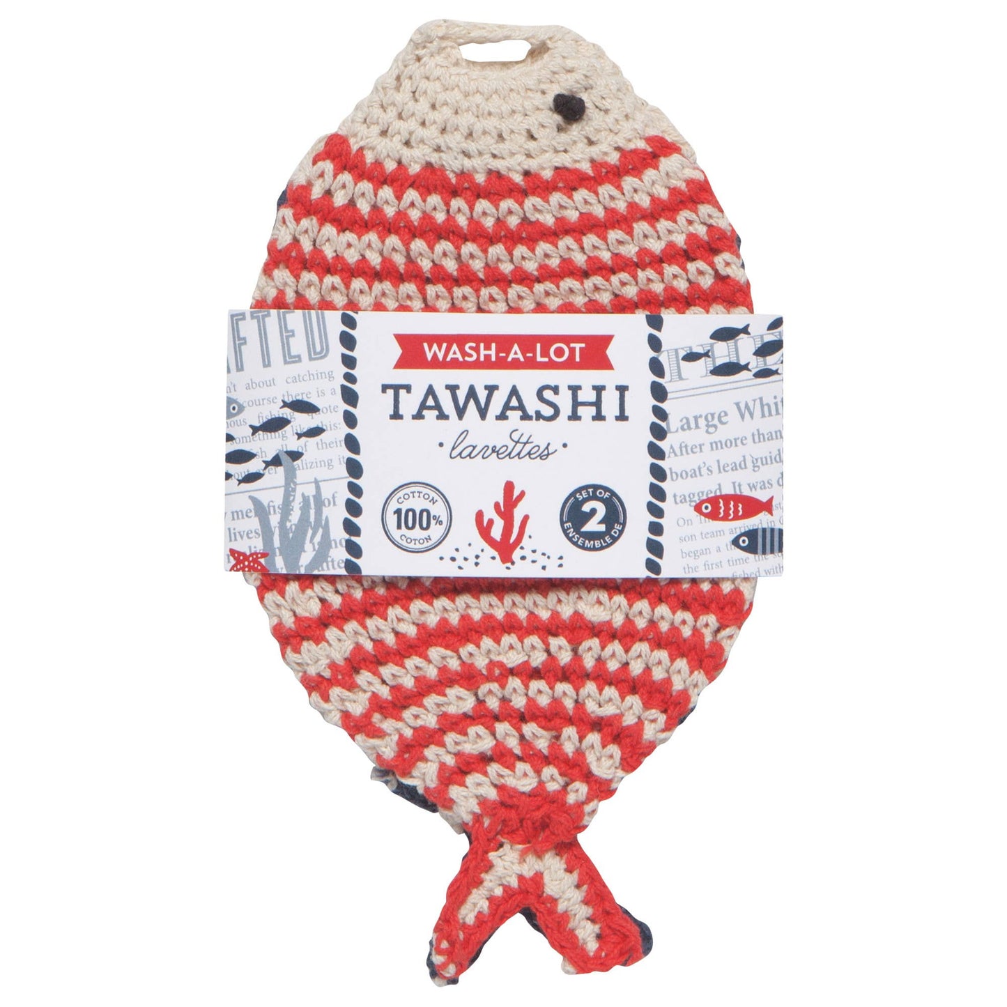 Little Fish Tawashi Crocheted Dishcloths Set of 2
