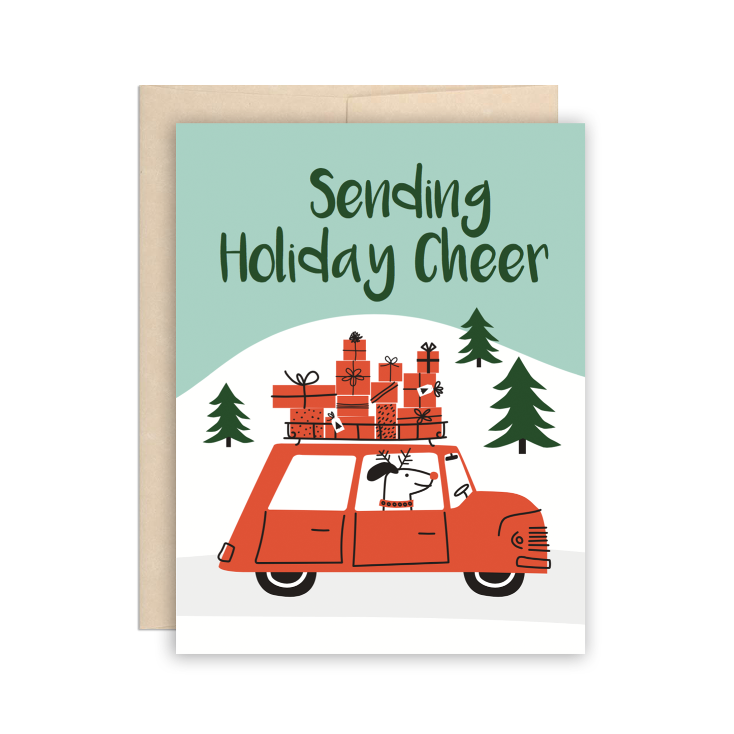 Holiday Dog Santa Driver Christmas Card