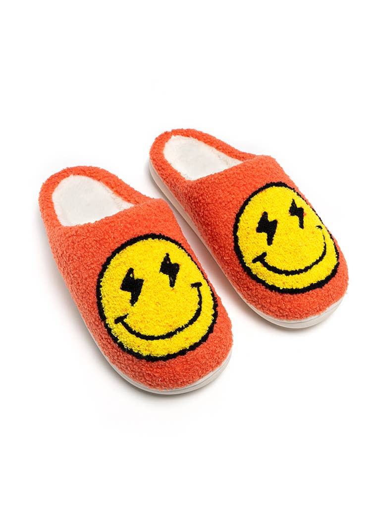Indoor / Outdoor Slippers - Bolt Eyes Happy Faces - Orange