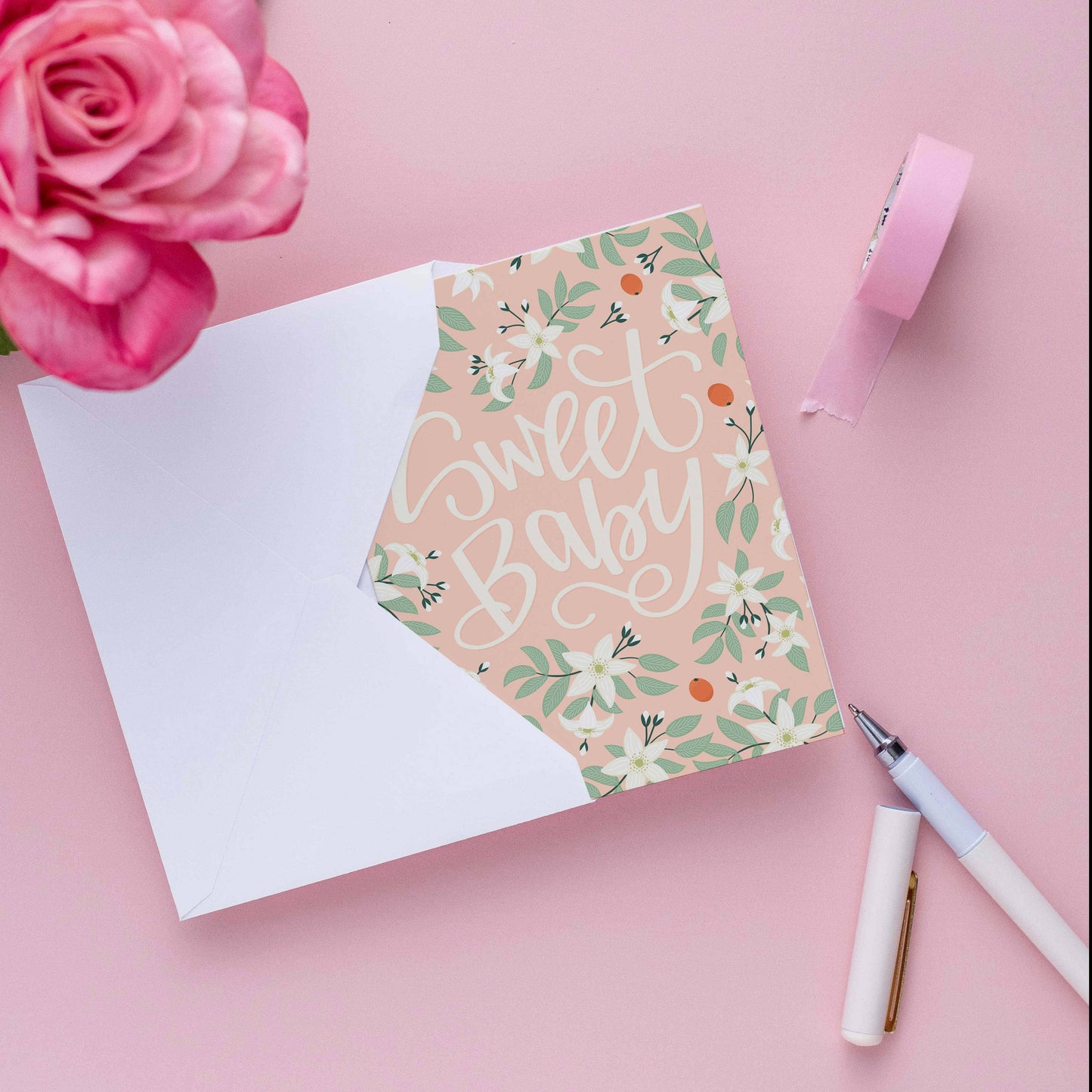 Sweet Baby Floral New Baby Card
