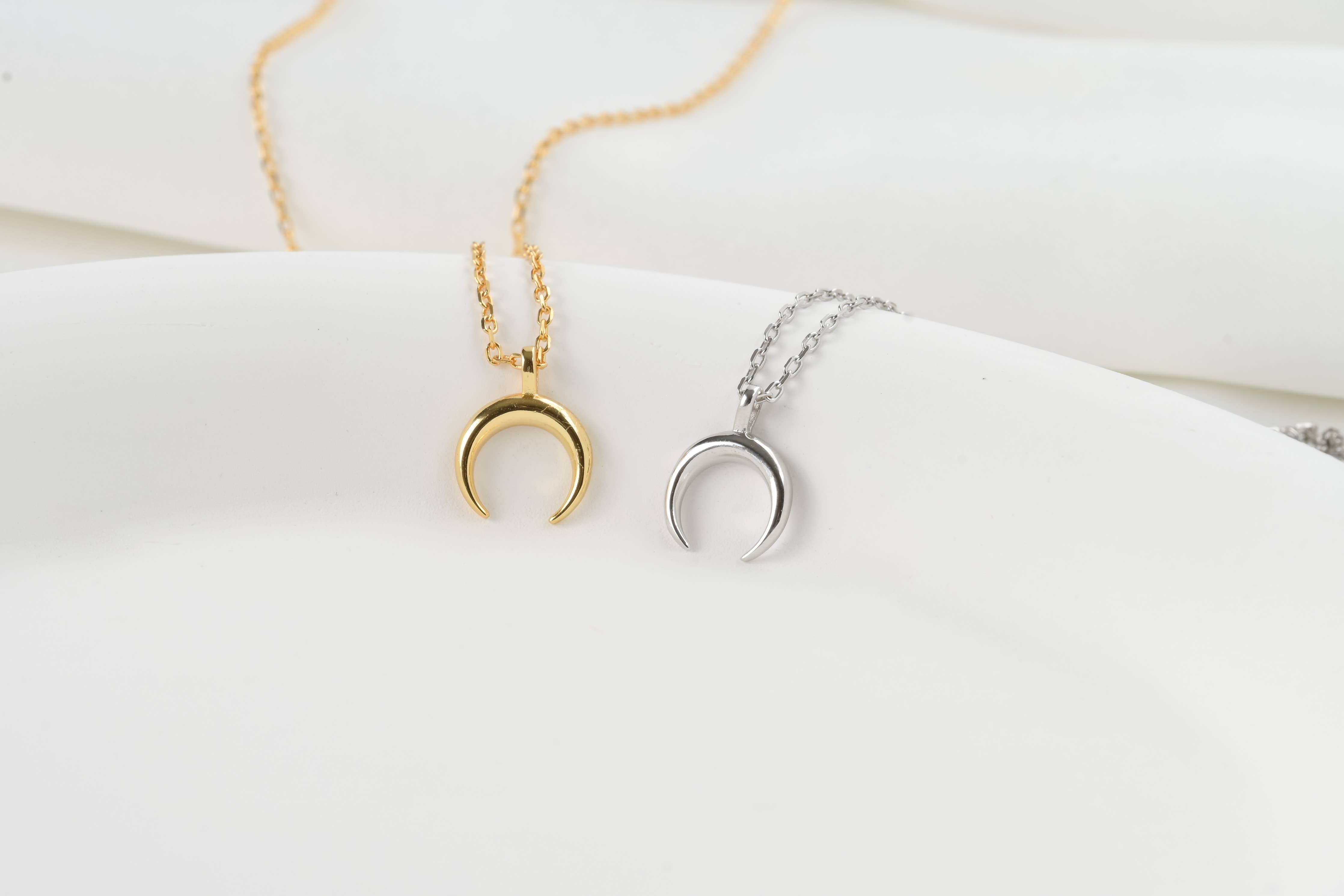 Silver Moon Crescent Necklace