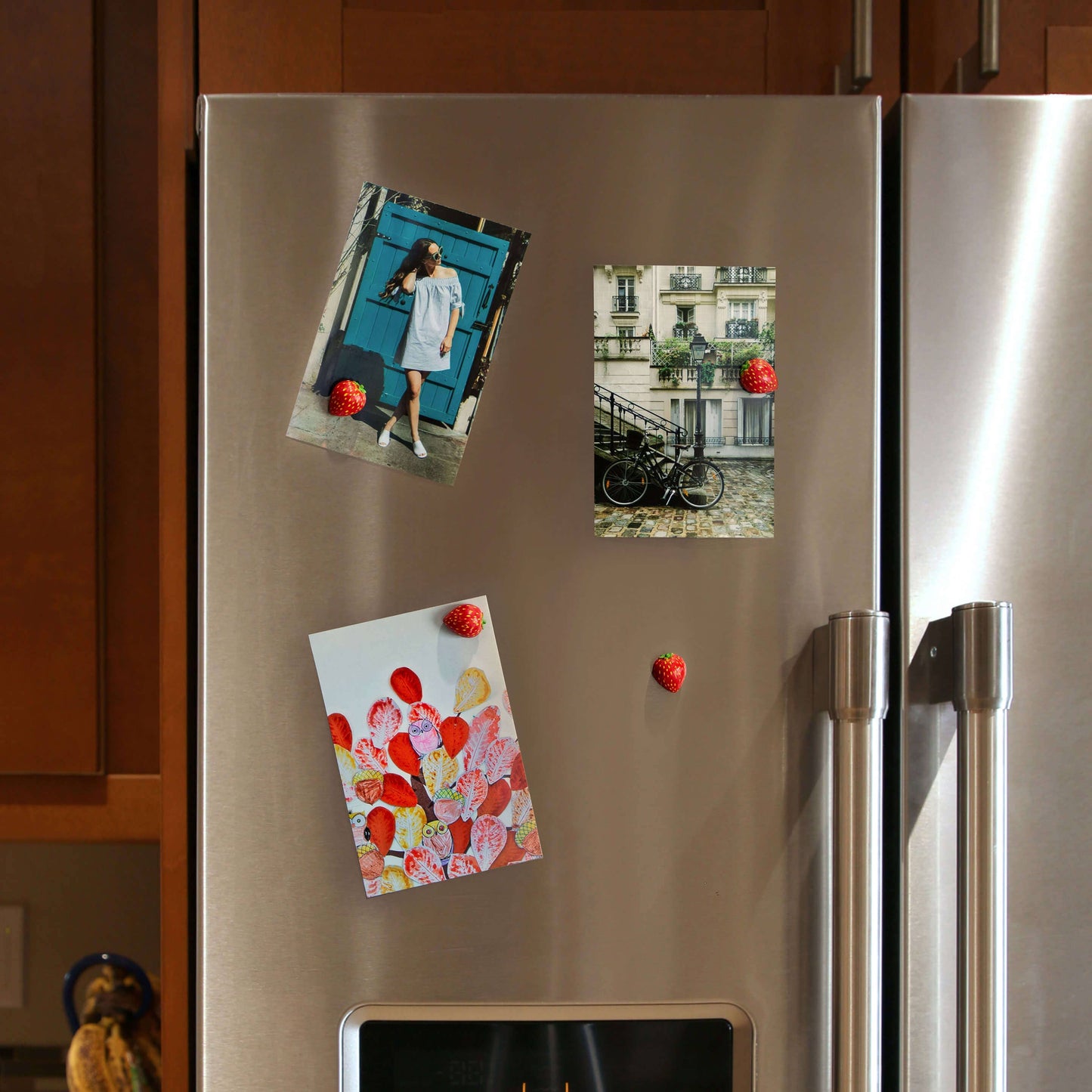 Colorful STRAWBERRY magnets ICONIC packaging s/4