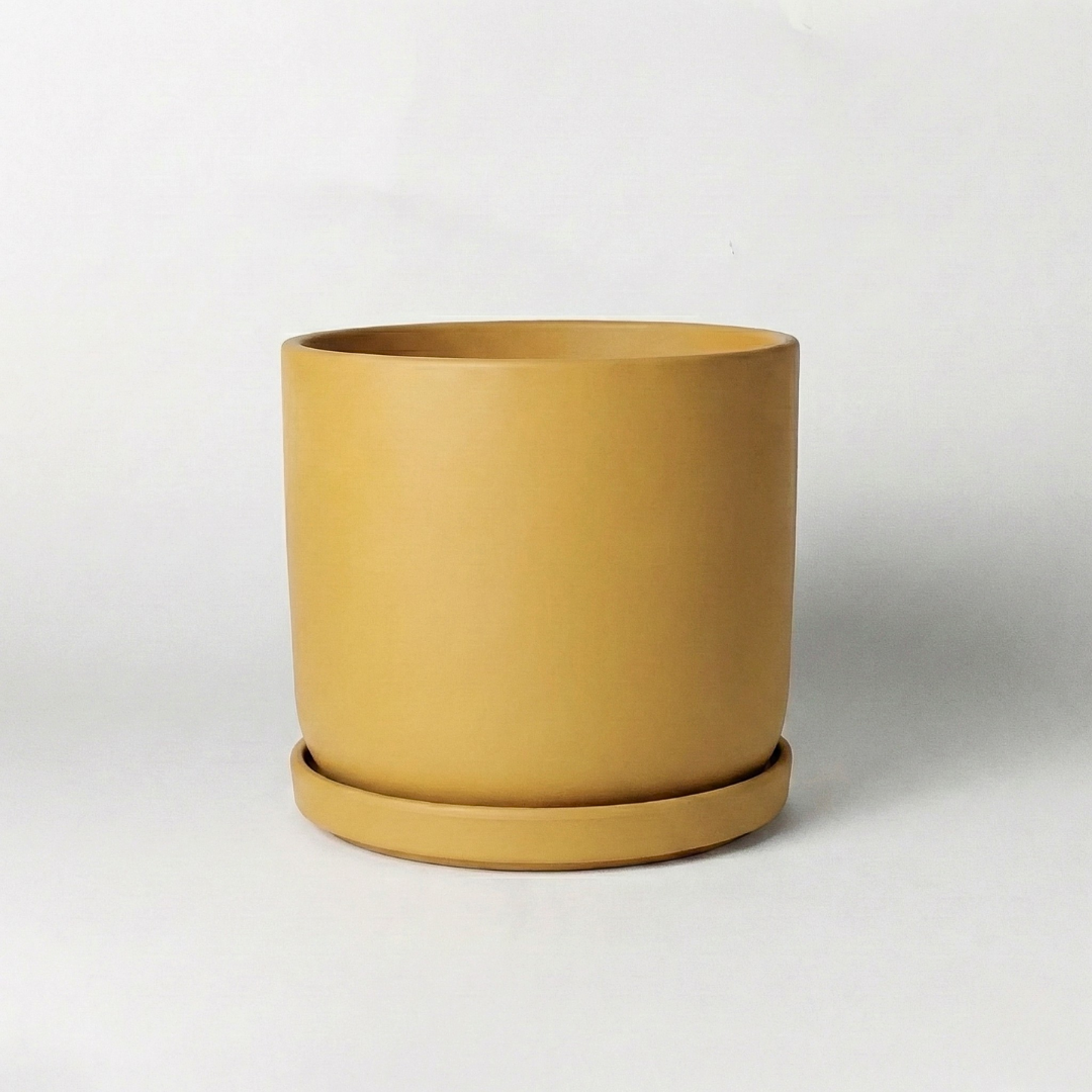 9” Signature Stone Planter & Saucer | Earth Tones