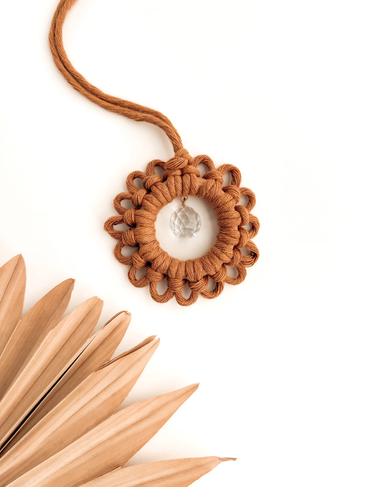 Macrame Suncatcher Daisy Flower | Window Hanging Light Prism
