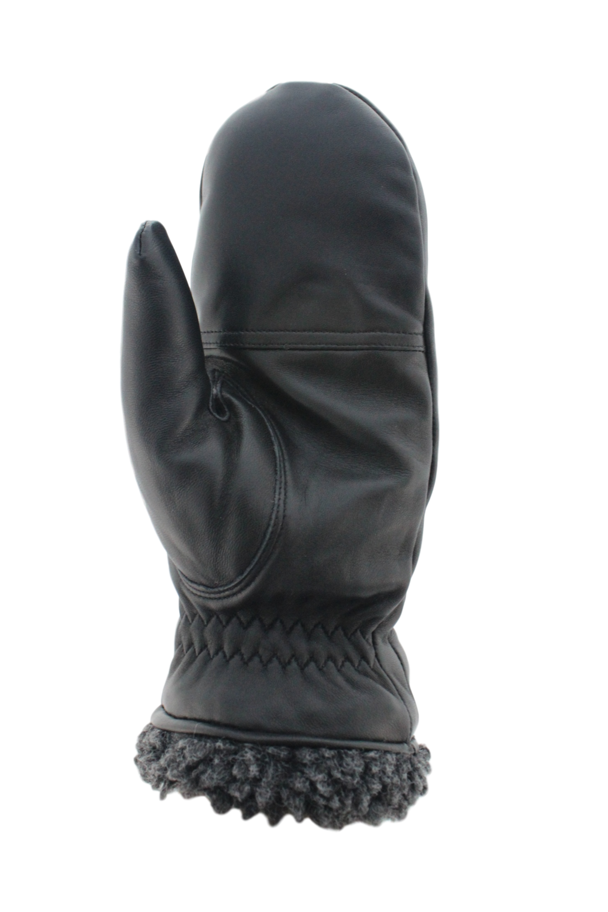 Adult Women's Berber Cuff Black Leather Mitts