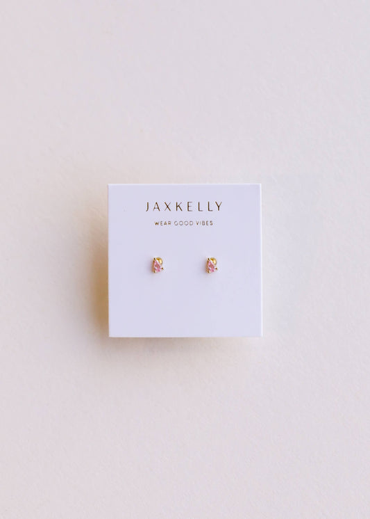 Teardrop - Light Pink CZ - Gold Earrings