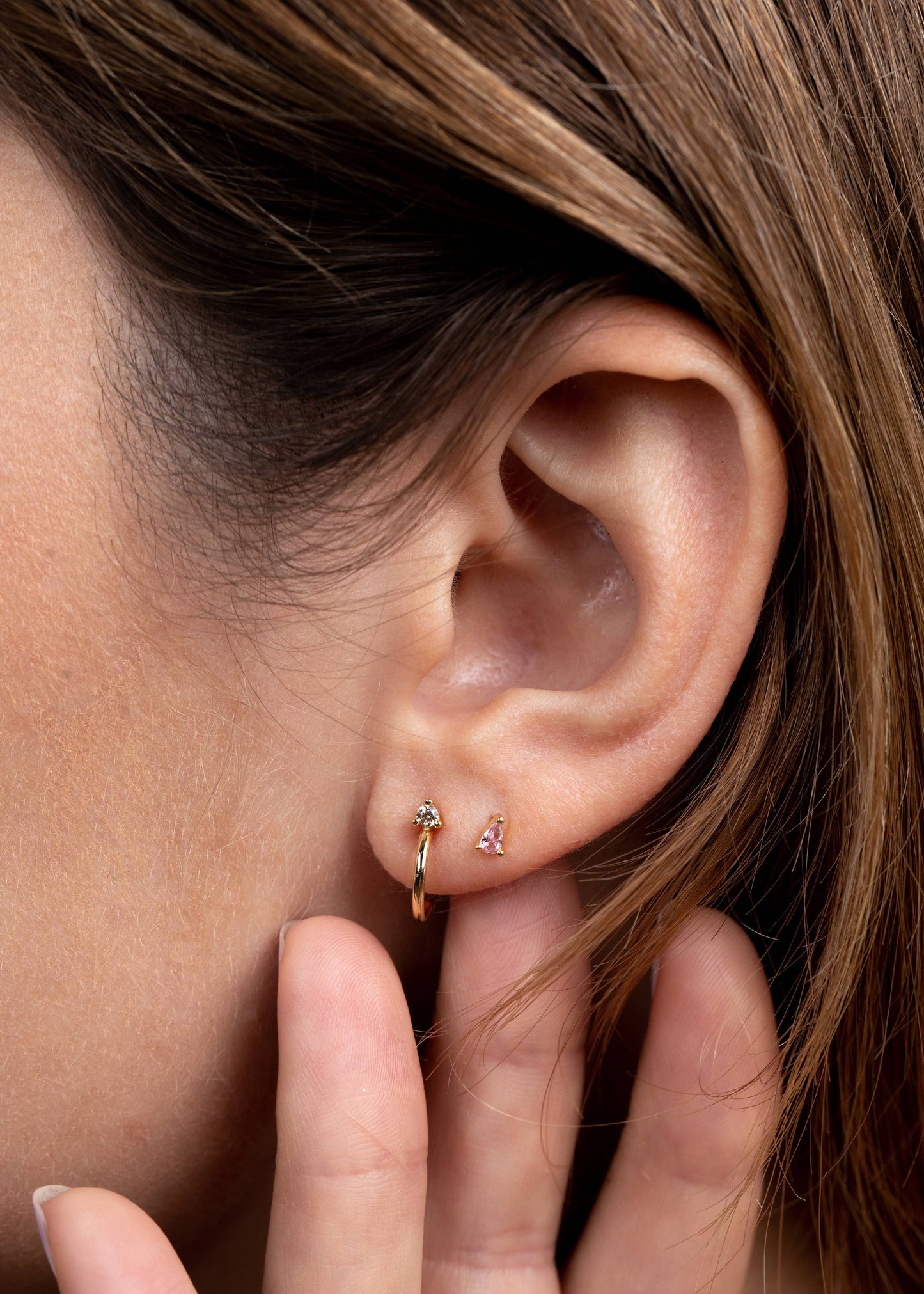 Teardrop - Light Pink CZ - Gold Earrings