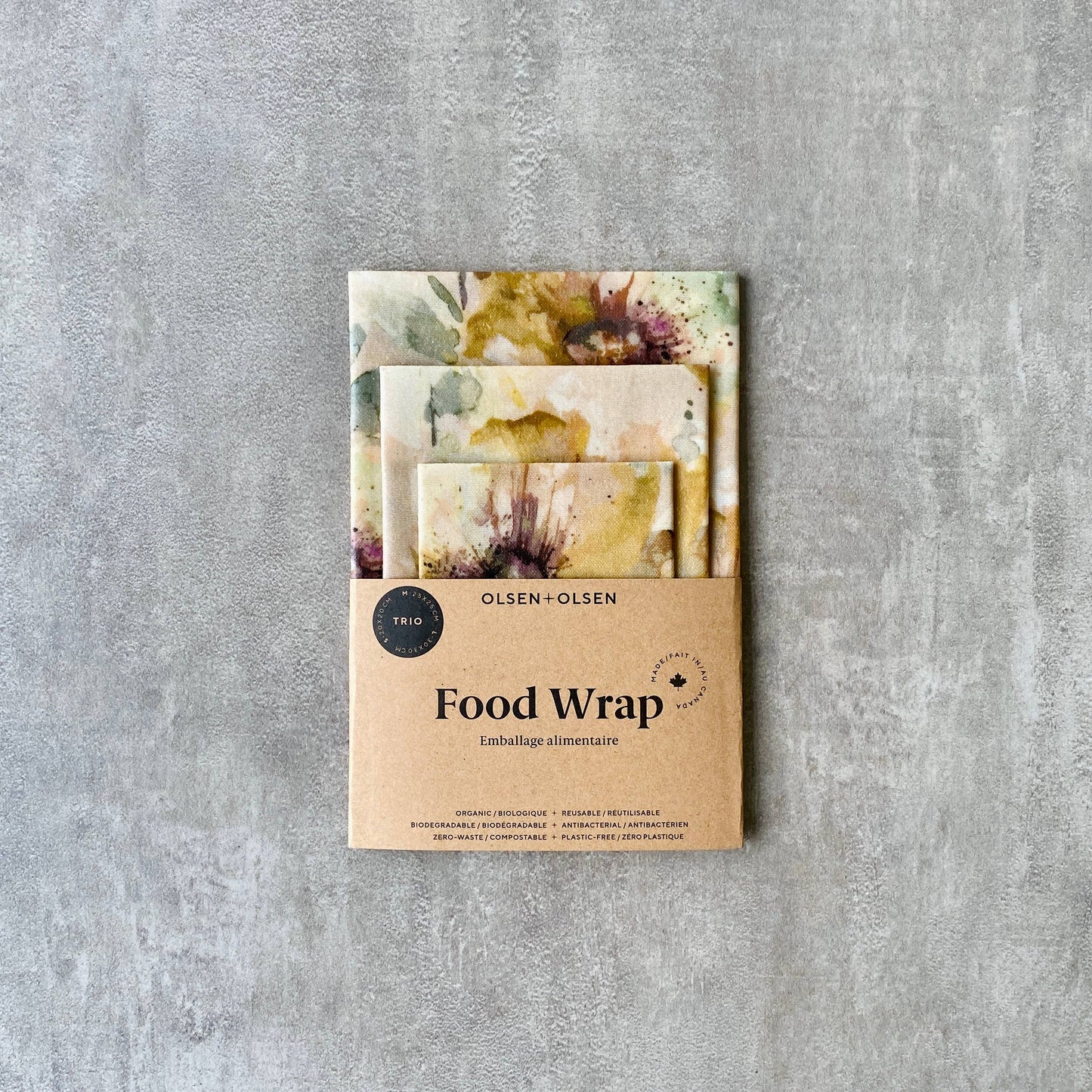 Organic beeswax food wrap - Dunham (pack of 3)
