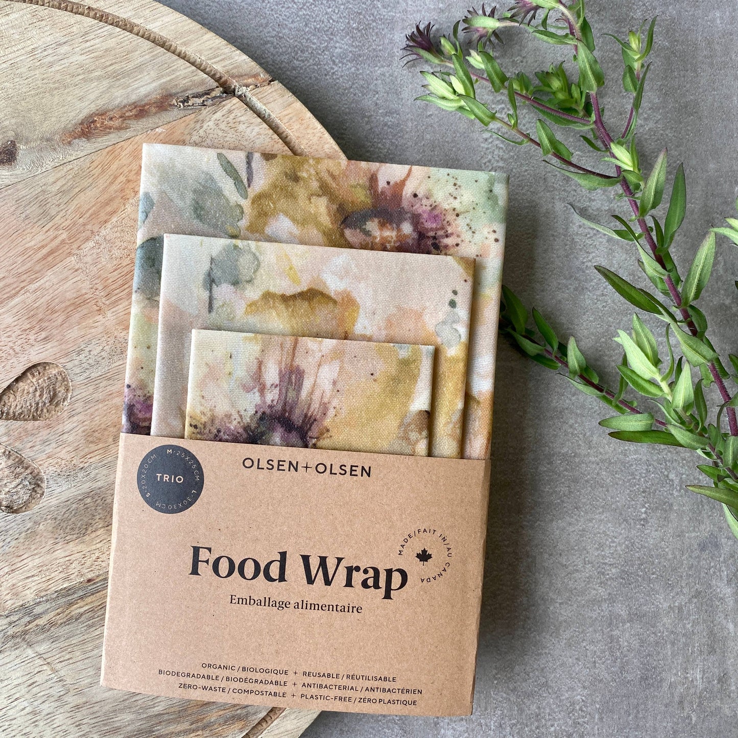 Organic beeswax food wrap - Dunham (pack of 3)