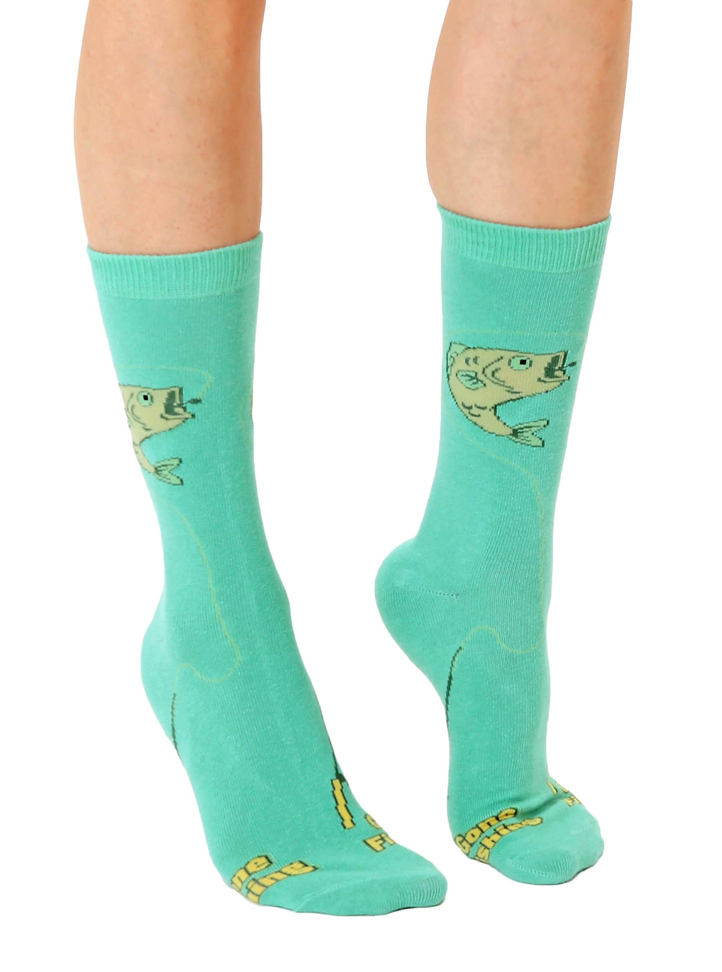 Crew Socks - Fish - "Gone Fishing" - Green