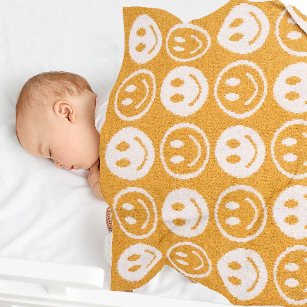 Repeated Happy Face Pattern Kids Throw Blanket