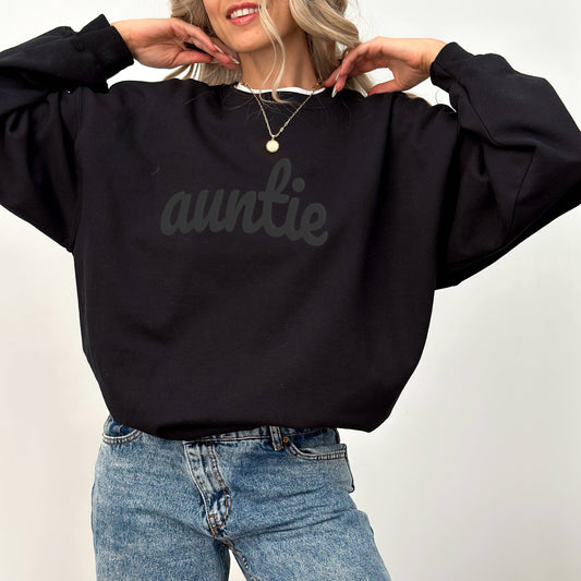 Auntie Crewneck Sweatshirt Puff Print
