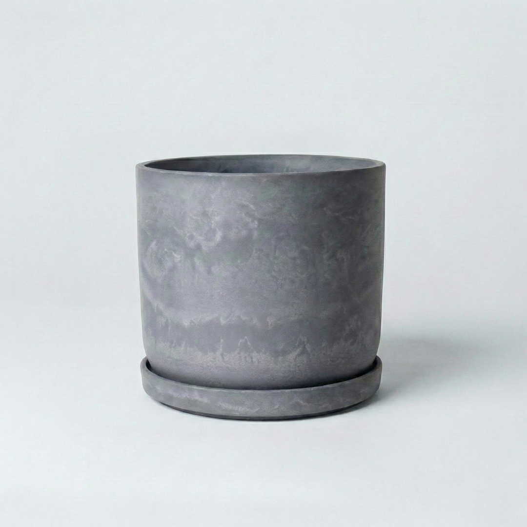 9” Signature Stone Planter & Saucer | Earth Tones