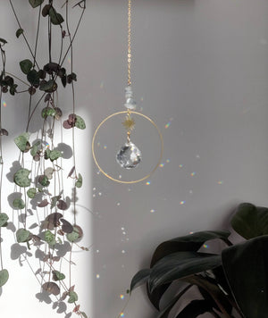 DOLCE suncatcher in brass, glass crystal, and gems