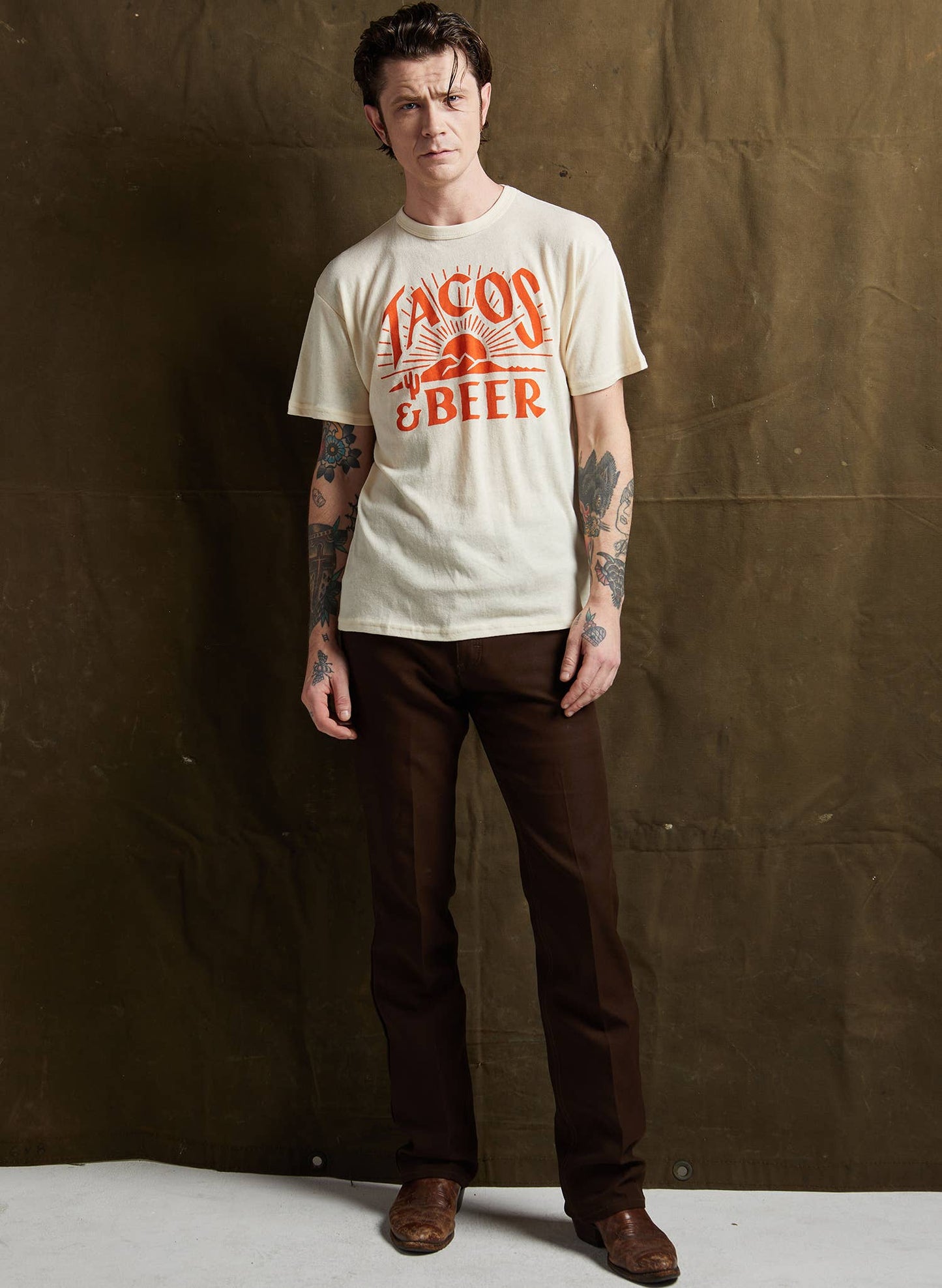 Tacos & Beer Western Vintage Style Tee for Men & Women