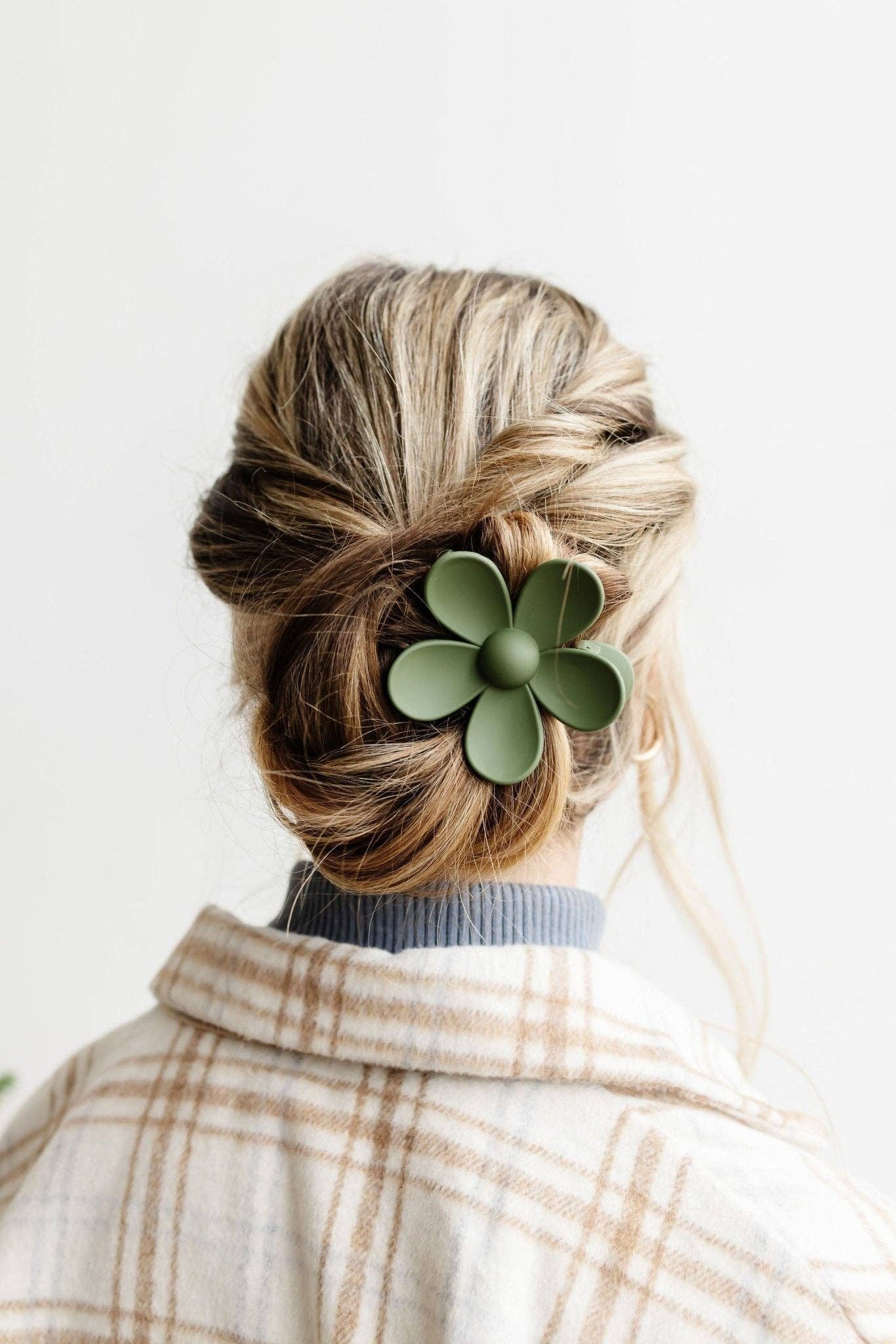 Flower Claw Clip: Olive