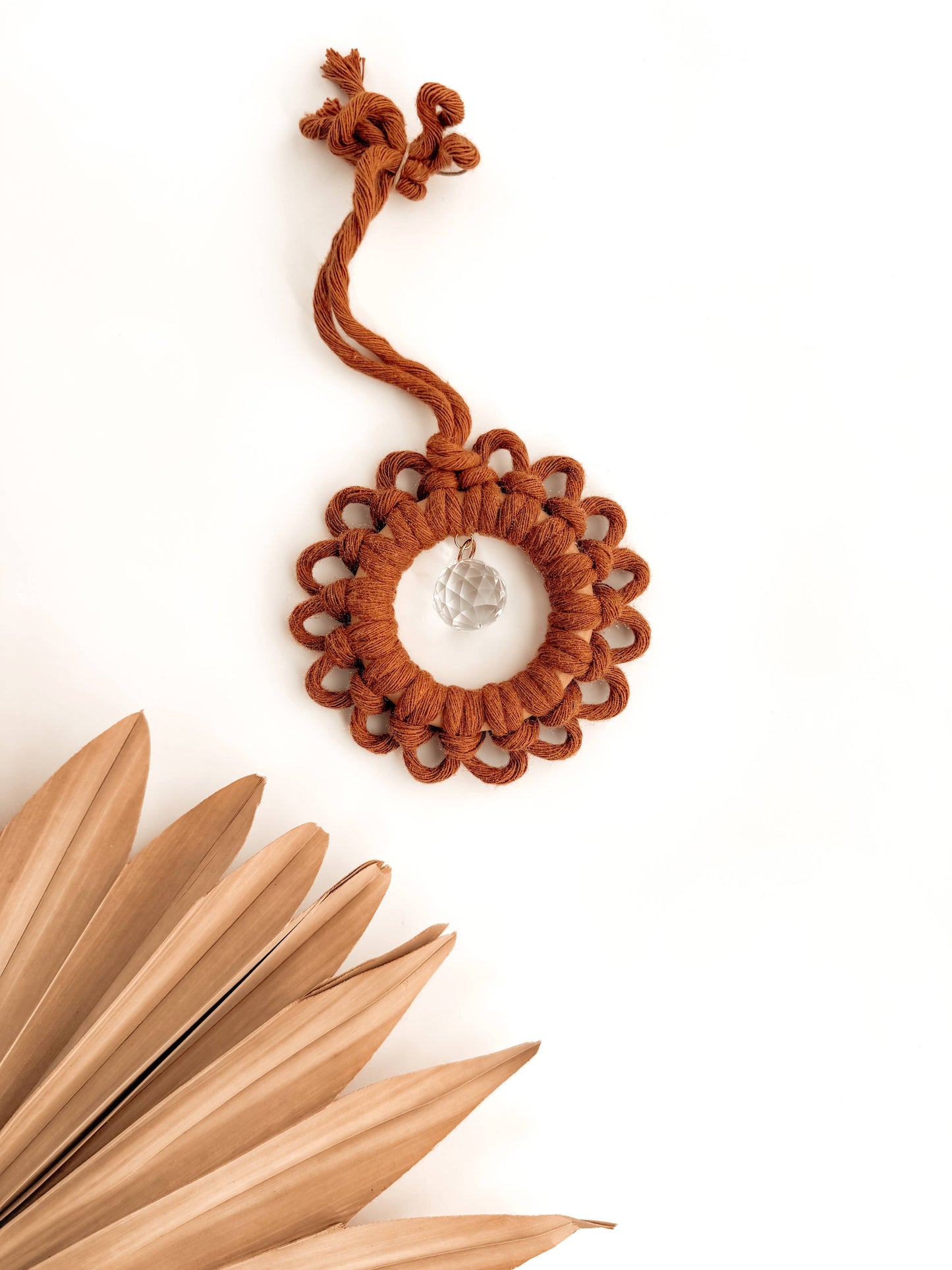 Macrame Suncatcher Daisy Flower | Window Hanging Light Prism