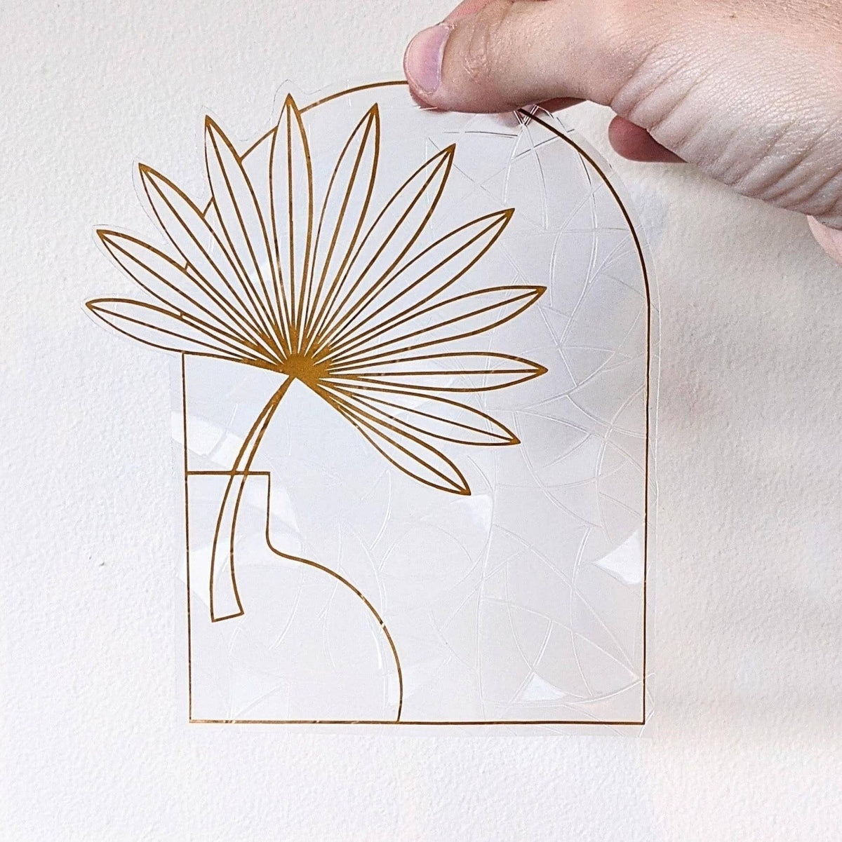 Boho Suncatcher Sticker | Palm Leaf in Vase | Minimalist