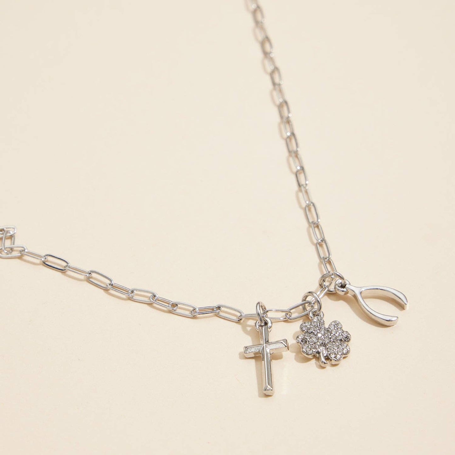 Gold Dipped Necklace with 3 Symbolic Charms