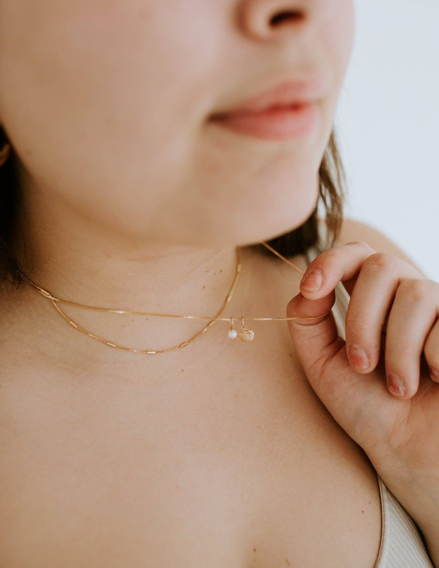 Pearl + Shell Pendant Necklace