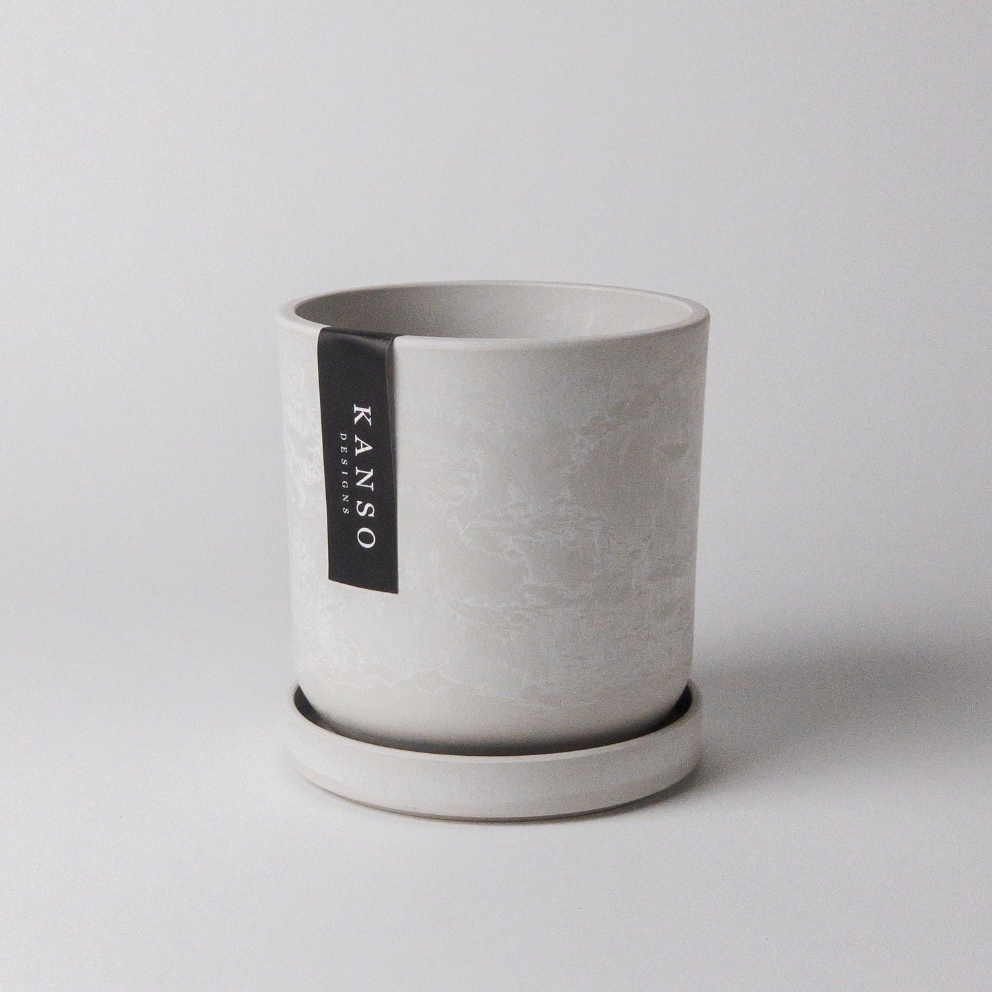 7"Signature Planters & Saucer  White Stone