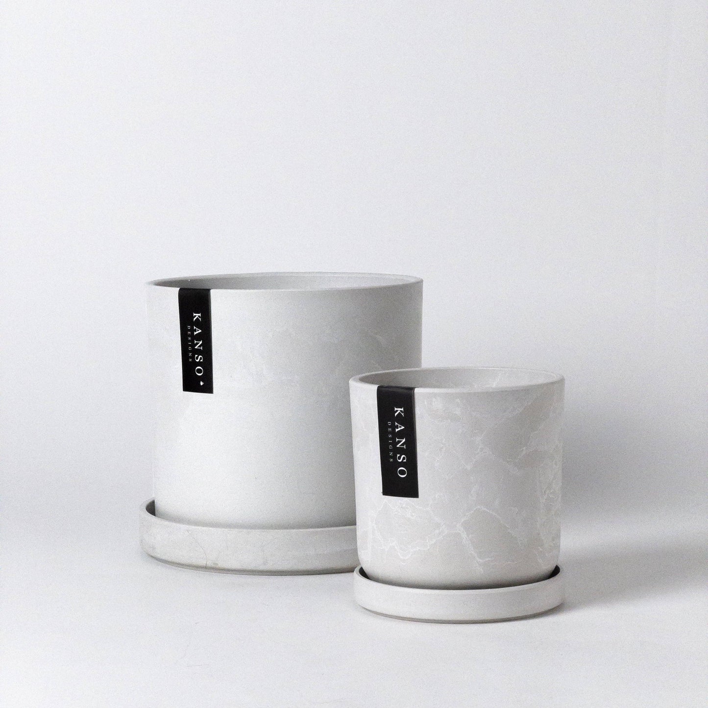 7"Signature Planters & Saucer  White Stone