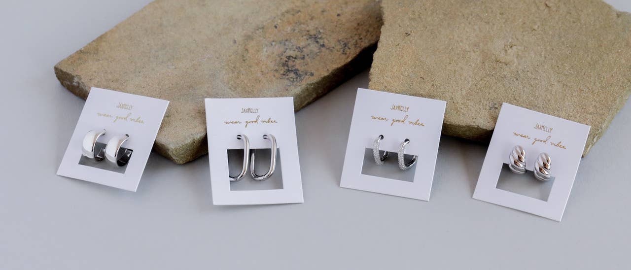 Silver Hoop - Pave - White CZ - Earring