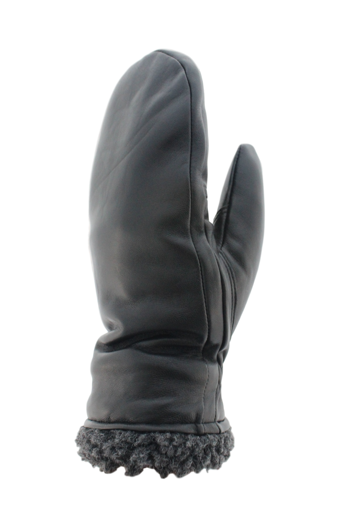 Adult Women's Berber Cuff Black Leather Mitts
