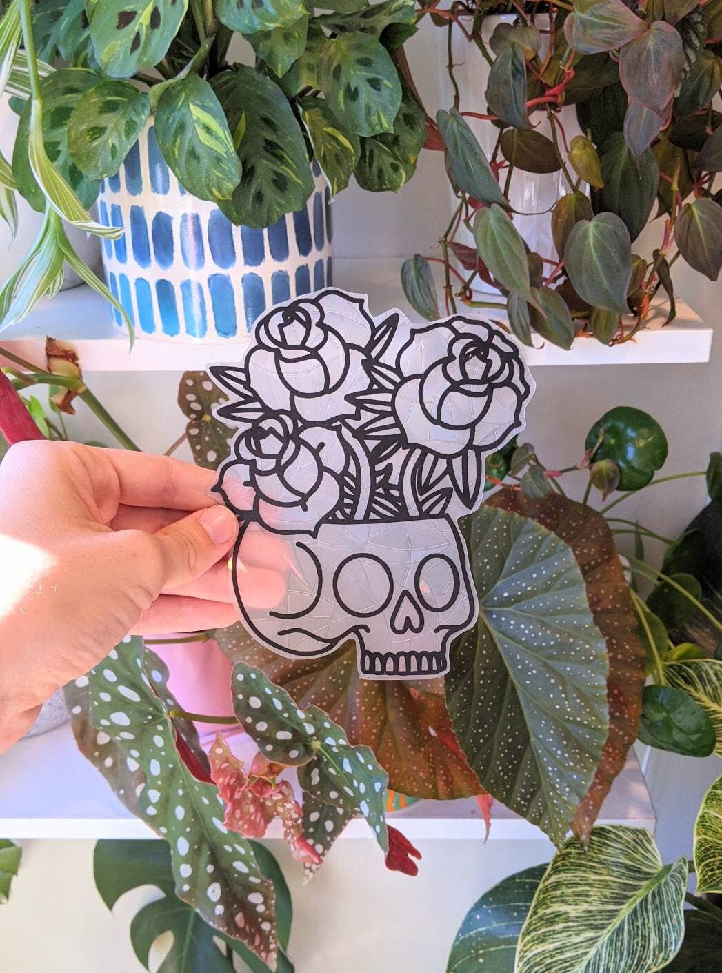 Gothic Suncatcher | Skull Window Cling | Spooky Decor