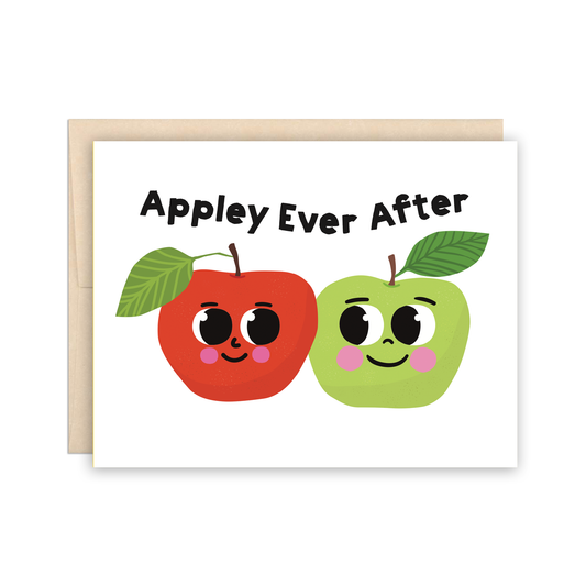 Cute Funny Apple Pun Congratulations Wedding Card