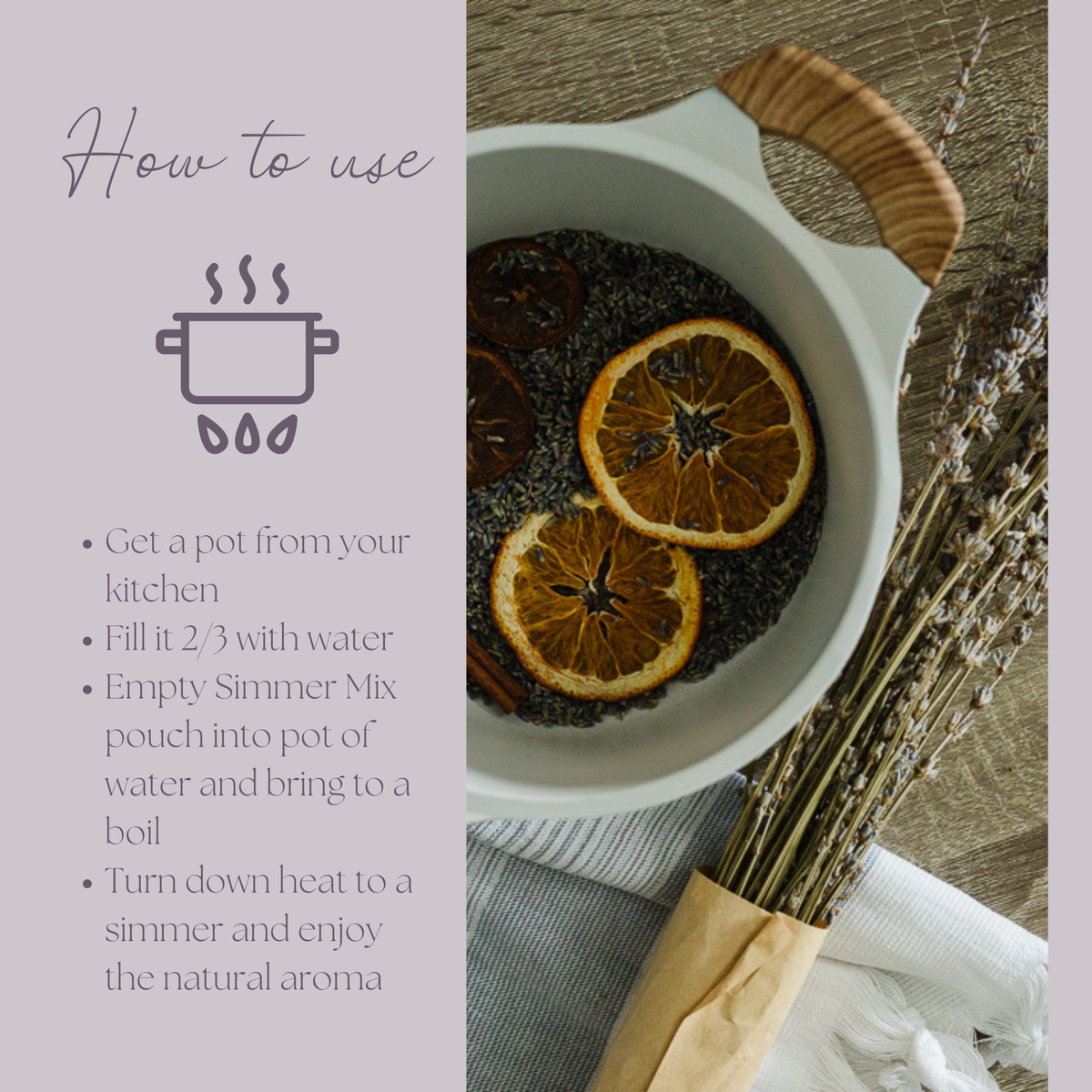 Be Serene Simmer Pot Mix, Natural Lavender Citrus Aroma