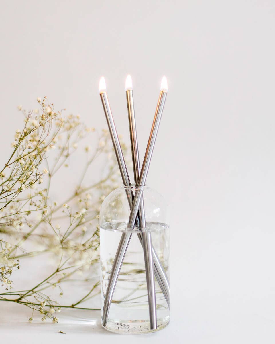 Silver Everlasting Candles [x1 Pack]
