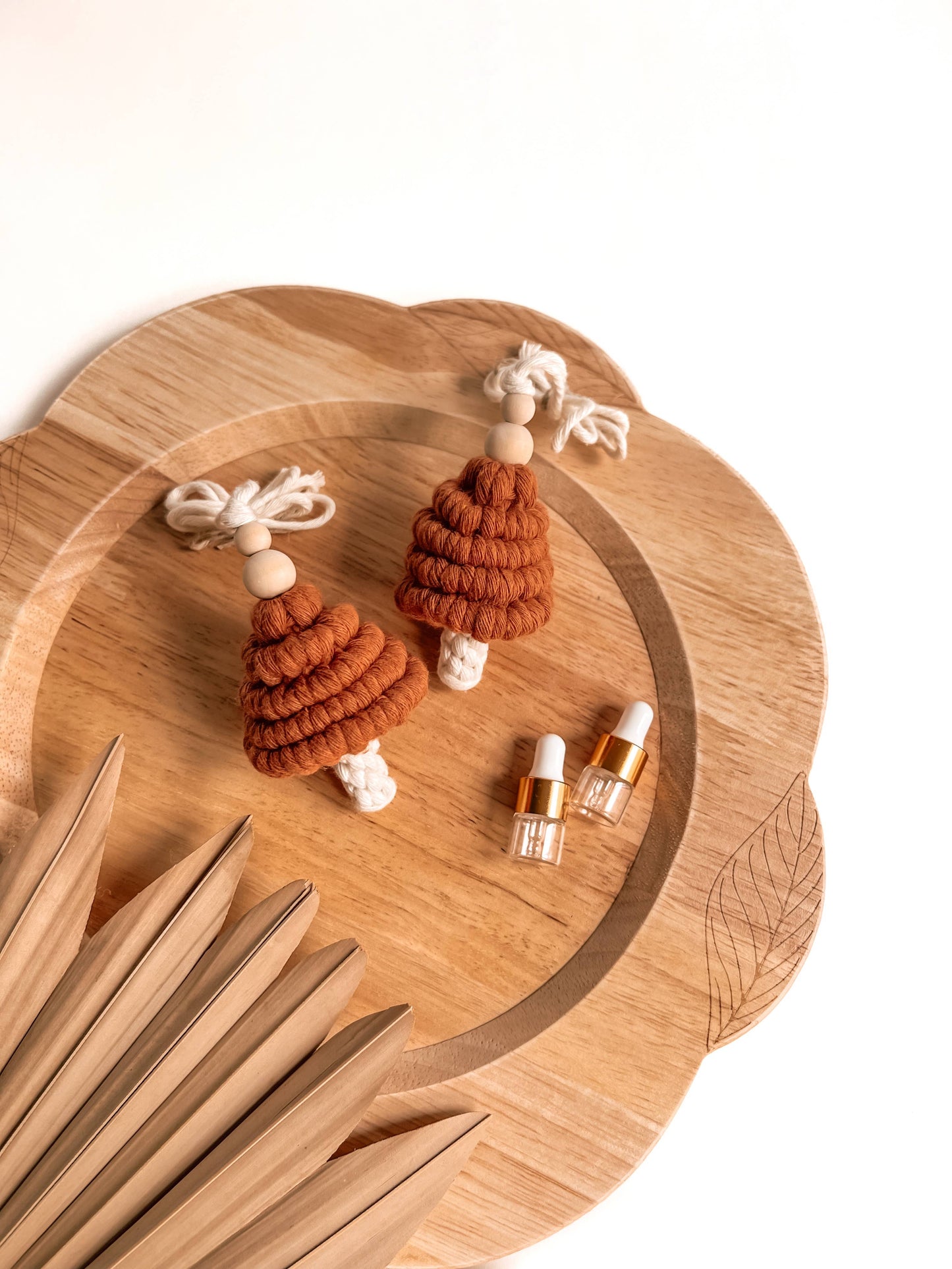 Macrame Car Charm Mushroom Diffuser | RearView Mirror Hanger