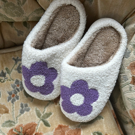 Purple flower slippers
